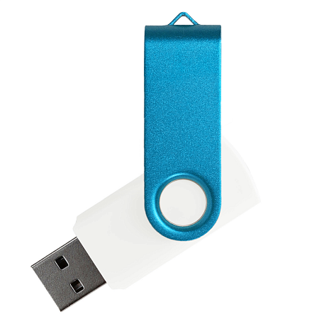 Флеш накопитель USB 2.0 Twister Сolor Mix 16GB, пластик Софт Тач/металл, белый/голубой