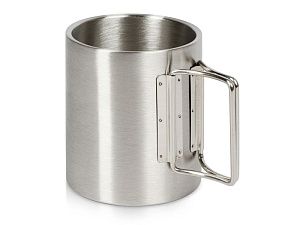 Стальная кружка со складными ручками «Kamchatka», цвет: серебристый