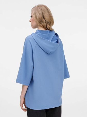 Футболка оверсайз унисекс с капюшоном Neofit, синяя, размер M/L