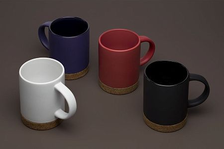 Кружка с пробковой подставкой Corky, серая