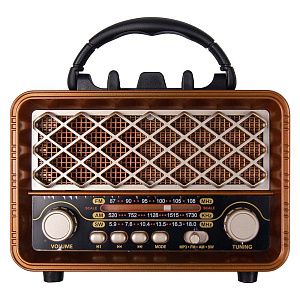 Ретро радио в стиле радиолы, диапазон частот  AM FM SW, USB, Bluetooth, Heritage Timeless, цвет светло-коричневый