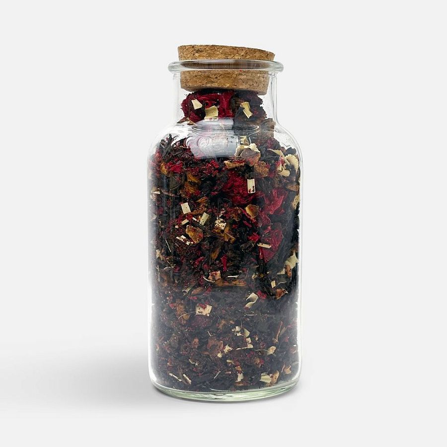 Чай «Сокочай», черный с соком ананаса с вишней, цветками и коркой граната и лемонграссом