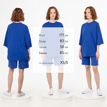 Футболка унисекс оверсайз T1, синяя, размер M/L