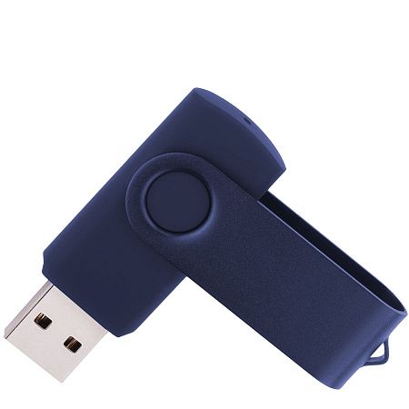 Флеш накопитель USB 2.0 Twister 32GB, пластик Софт Тач/металл, темно-синий/темно-синий