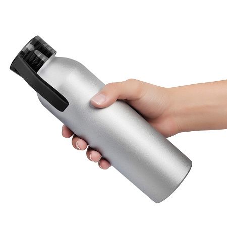 Бутылка для воды VIKING SILVER 650мл. Серебристая с черной крышкой 6141.08