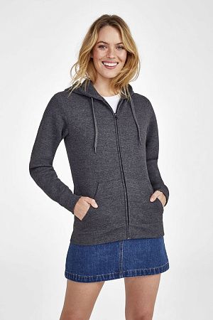 Толстовка женская на молнии с капюшоном Seven Women, серый меланж, размер S