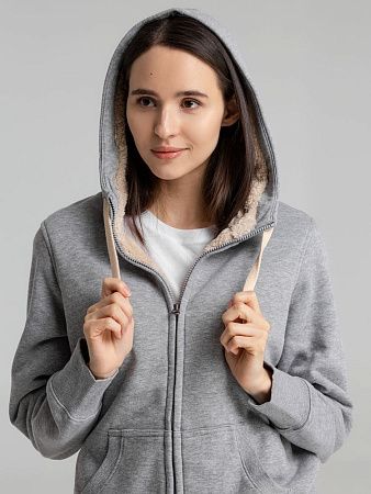 Толстовка унисекс на молнии Sherpa 280, серый меланж, размер XXS
