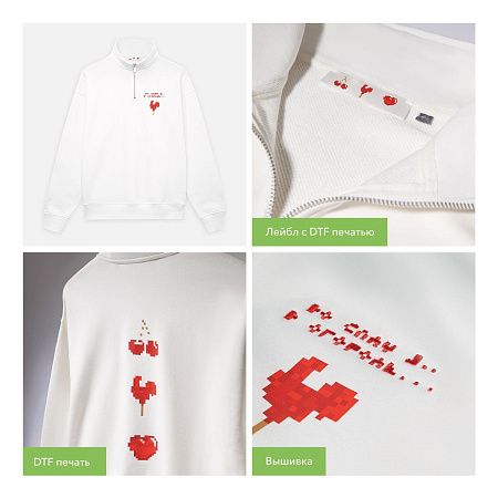 Толстовка на молнии унисекс Флоу (Flow), белая, размер M/L