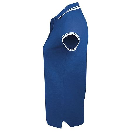 Рубашка поло женская Pasadena Women 200 с контрастной отделкой, ярко-синяя с белым, размер XXL