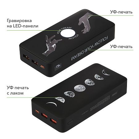 Внешний аккумулятор с подсветкой Ancor PD Plus 20000 mAh, черный