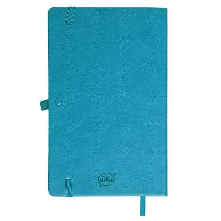 Бизнес-блокнот "Justy", 130*210 мм, лазурный, твердая обложка,  резинка 7 мм, блок-линейка