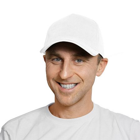 Кепка 5- панельная Oxford 300, c белым сендвичем, белая