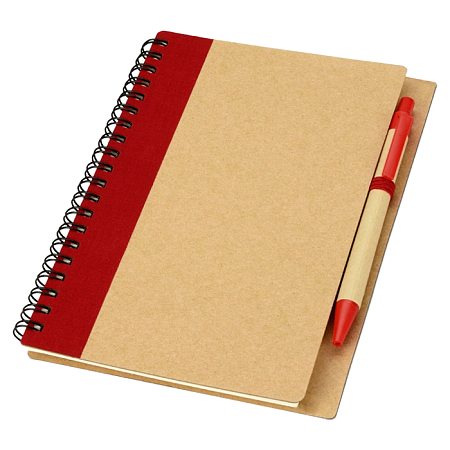 Блокнот B6 Easy Way, на пружине, в твердой обложке, c ручкой, красный