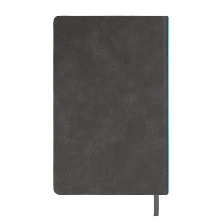 Ежедневник недатированный Muse, темно-серый, А5, с бирюзовой декоративной полосой, блок в линейку