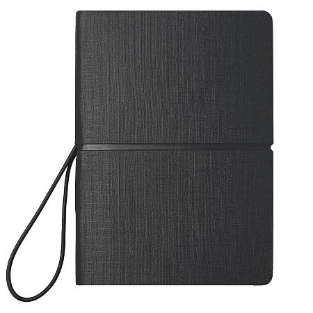 Блокнот А6 Van Diemen, со стикерами, в гибкой обложке c резинкой в линейку, черный