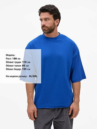 Футболка унисекс оверсайз T1, синяя, размер XS/S