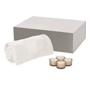 Подарочный набор Sento, Cella, бежевый (свеча, плед)