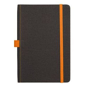 Блокнот Forest  Alfa Orion Rosewood А5, недатированный, в твердой обложке, темно-серый с оранжевой резинкой и петлей для ручки