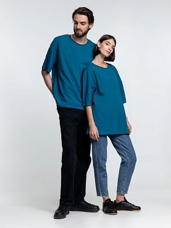 Футболка унисекс оверсайз Crosstown, бирюзовая (морская волна), размер S