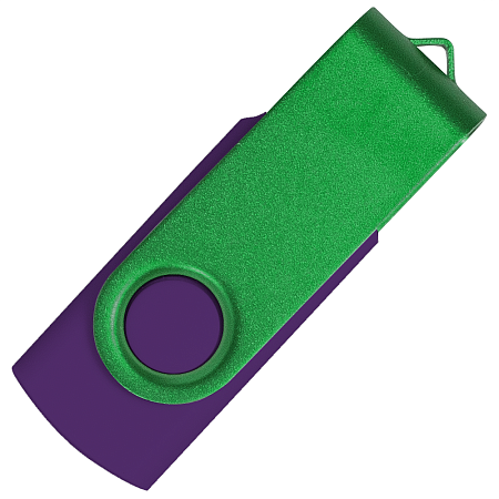 Флеш накопитель USB 2.0 Twister Сolor Mix 16GB, пластик Софт Тач/металл, фиолетовый/зеленый