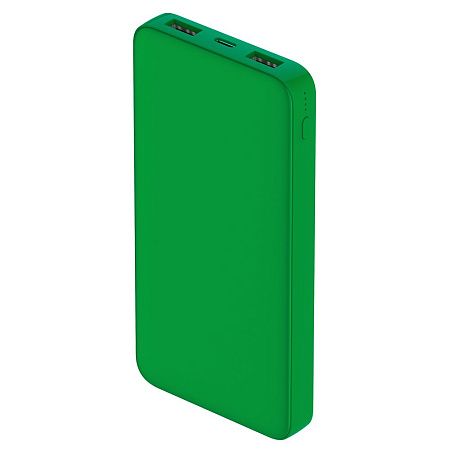 Внешний аккумулятор Polus, 10000 Mah, софт-тач покрытие, зеленый