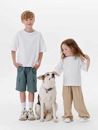 Футболка детская оверсайз Teezer, белая, размер 6 лет (110-116 см)