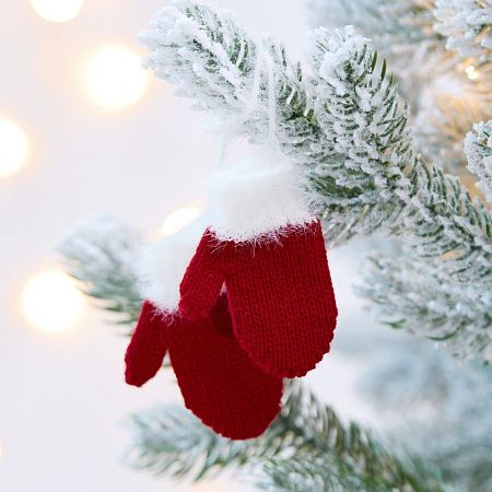 Подвеска на елку «Вьюжка», варежки, красная