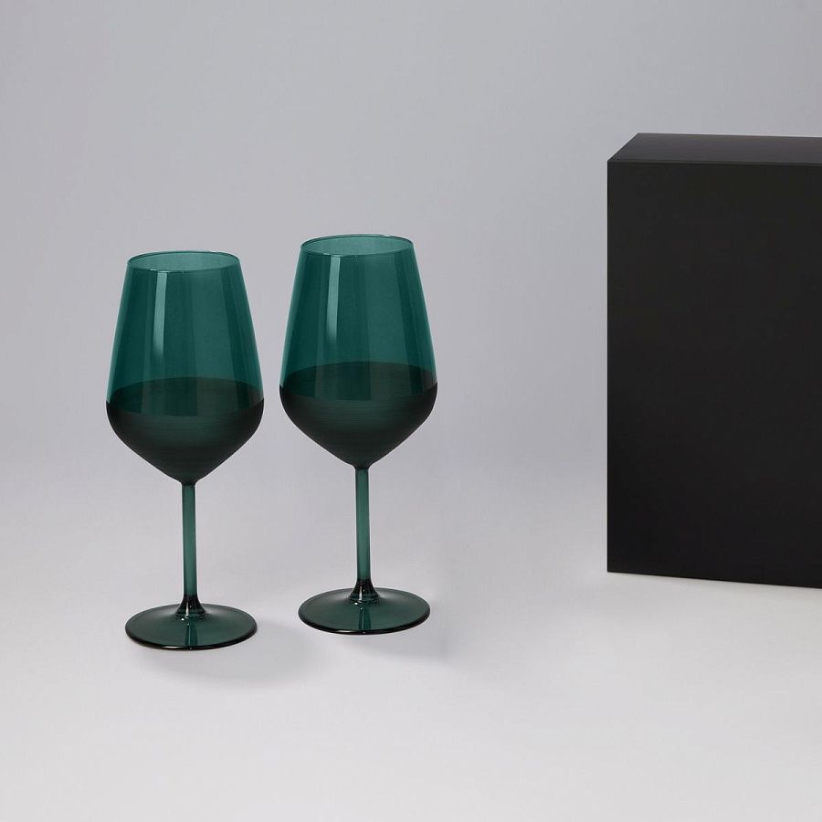 Подарочный набор 2 бокала для вина Эмеральд (Emerald) в черной коробке