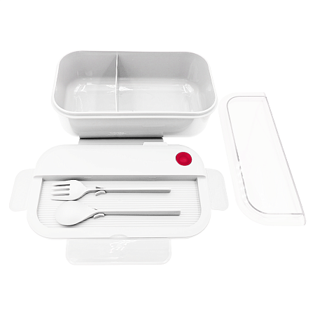 Герметичный контейнер для еды (ланч бокс) BON VOYAGE, пластиковый, белый с красным элементом, 1100 мл.