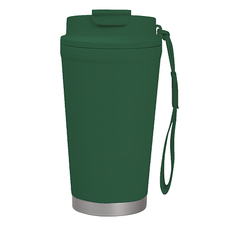 Термокружка Alba металлическая, 410 мл, зеленая с серебром