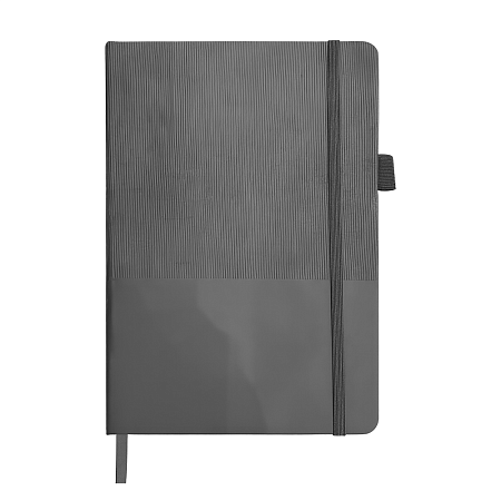 Блокнот А5 Burnie, в твердой обложке c резинкой и петлей для ручки в линейку, серый