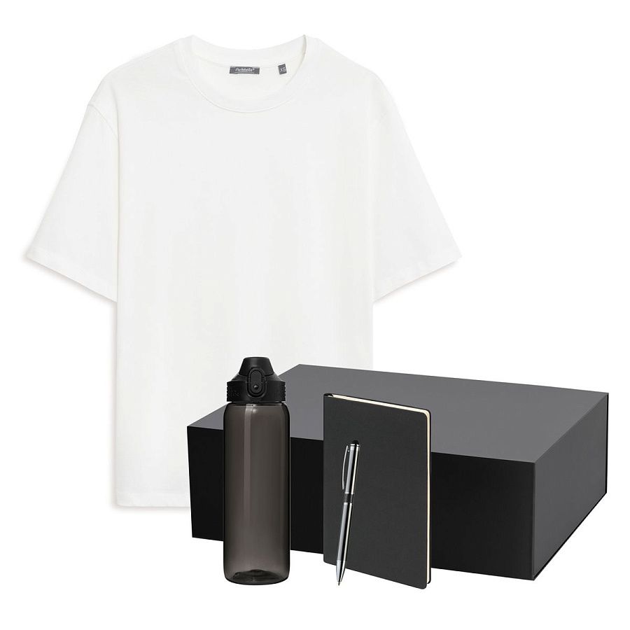 Набор с одеждой RUST NEO (футболка, бутылка, ежедневник, ручка), белый/черный, 3XL/4XL