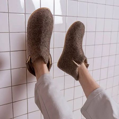 Домашние валенки Wild, серо-коричневые (натуральные), размер 39