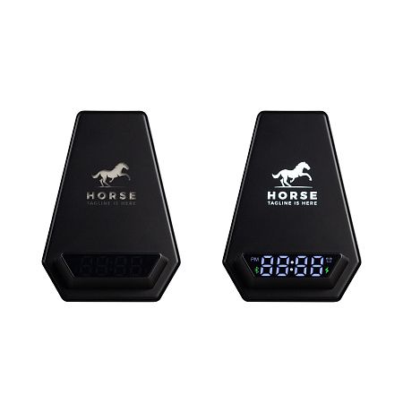 Настольная Bluetooth колонка (3Вт) "Smart Pyramid" с часами и беспроводным (15W) зарядным устройством, с подсветкой логотипа