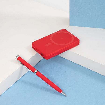 Внешний аккумулятор Largo PD 5000mAh с функцией беспроводной зарядки 15W, красный