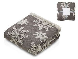 Плед Snowflake новогодний с капюшоном, цвет: серый