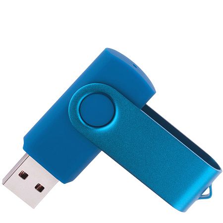 Флеш накопитель USB 2.0 Twister 16GB, пластик Софт Тач/металл, голубой/голубой