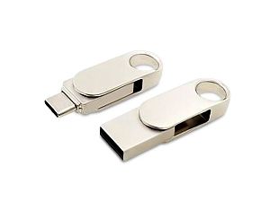USB 3.0- флешка «Uranium» на 128 Гб с поворотным механизмом и дополнительным разъемом Type-C