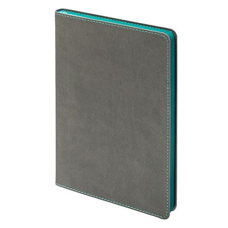 Ежедневник Flexy Latte Print Sample А5, серый с бирюзовым срезом, недатированный, в гибкой обложке