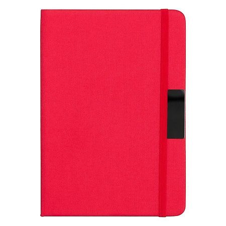 Блокнот А5 Hobard, в твердой тканевой обложке c резинкой в линейку, красный