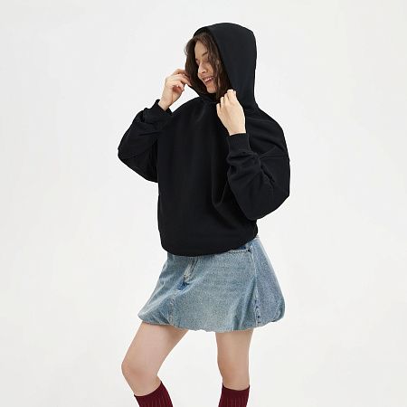 Худи оверсайз унисекс FUSION, черный, размер XS/S