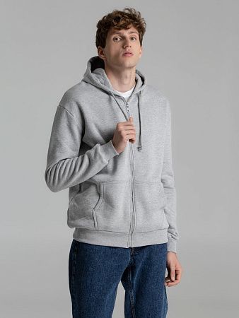 Толстовка на молнии с капюшоном Unit Siverga Heavy, серый меланж, размер XS