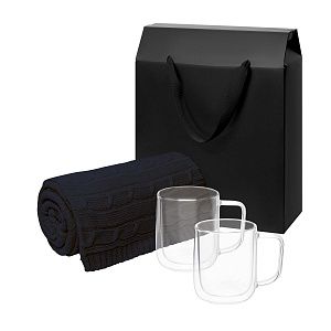 Подарочный набор Viora, Fado в черной коробке-пакете (2 кружки+плед)