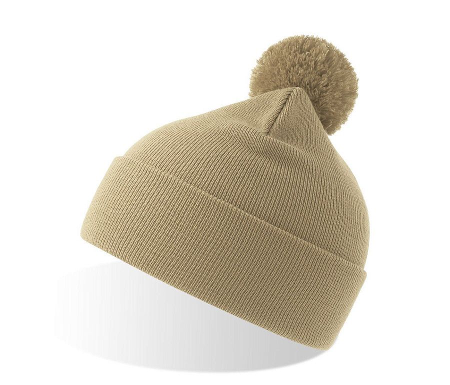 Шапка вязаная  двойная Wind-S с помпоном