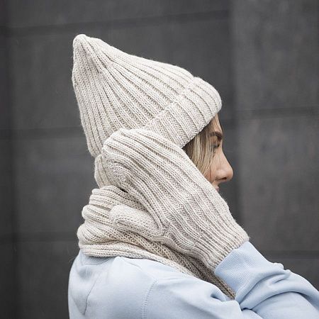 Шапка бини вязаная НАСВЯЗИ©  шерсть/ акрил