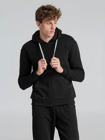 Толстовка на молнии с капюшоном Unit Siverga Heavy, черная, размер XS