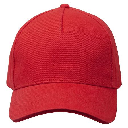 Кепка 5-панельная Greenwich 350, c красным сендвичем, красная