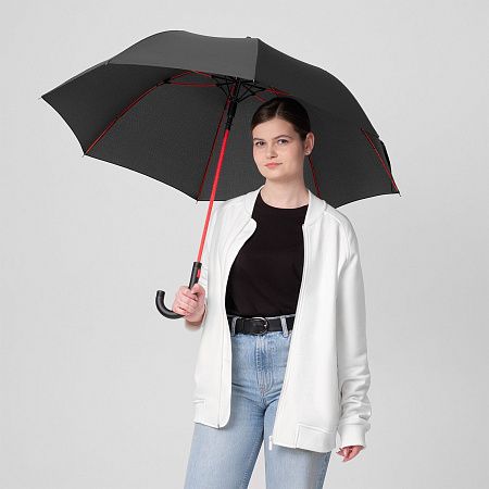 Зонт-трость Квантум (Quantum), черный/красный