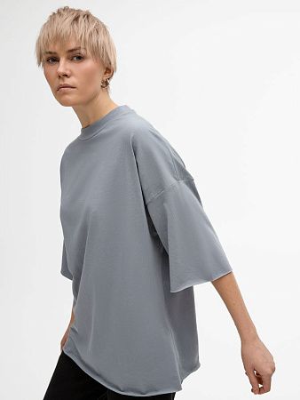 Футболка унисекс оверсайз T1, серая, размер XS/S