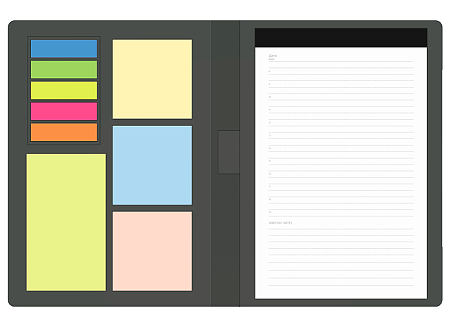 Блокнот А5 Tasmania,  в твердой обложке со стикерами в линейку, серый